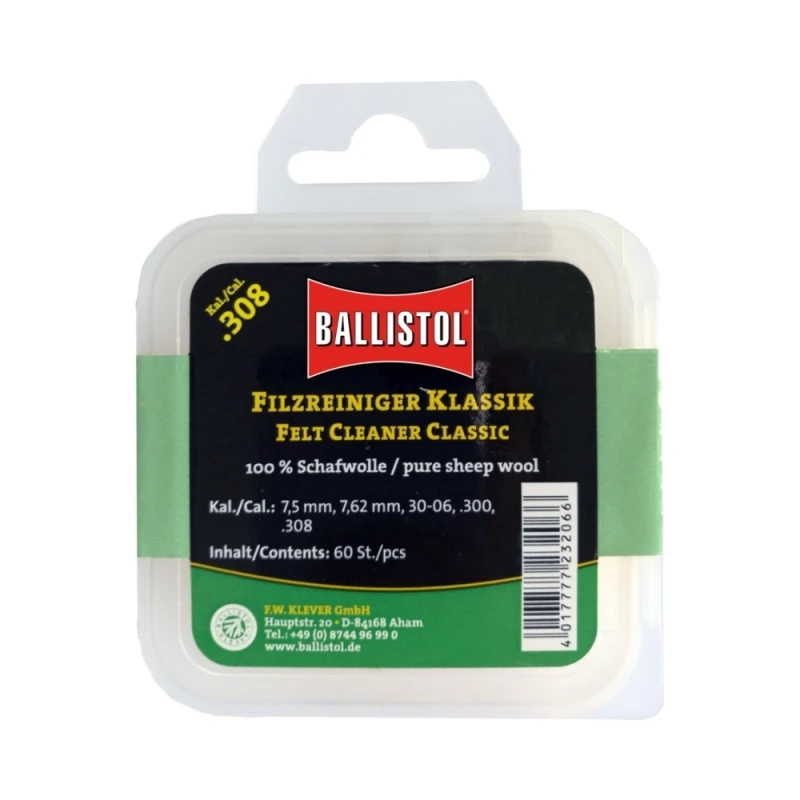 Патчі для чищення зброї Klever Ballistol Classic .308 повстяні (60 шт)