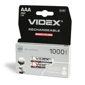 Акумулятор HR03/ААА 1000mAh 1.2V 2 шт/уп. VIDEX (10/100)