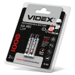 Акумулятор HR03/ААА 1000mAh 1.2V 2 шт/уп. VIDEX (10/100)