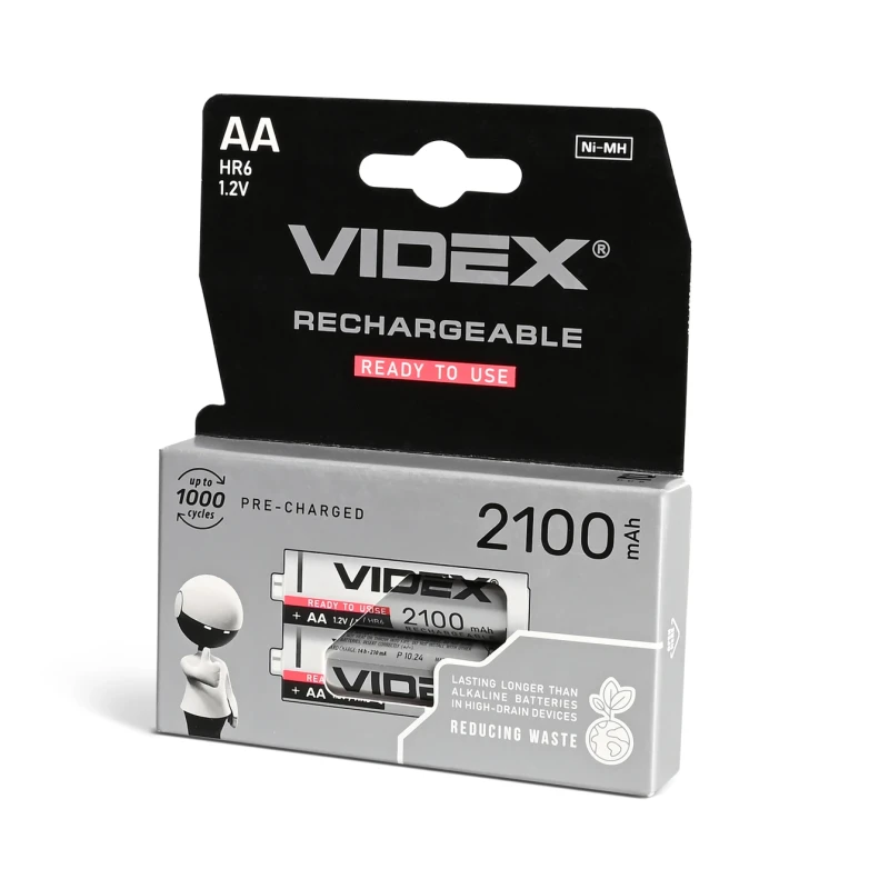 Акумулятор HR6/АА 2100mAh 1.2V 2 шт/уп. VIDEX