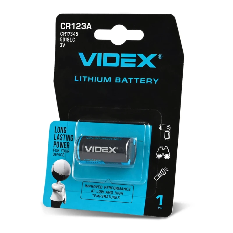 Батарейки літієві CR123A блістер VIDEX